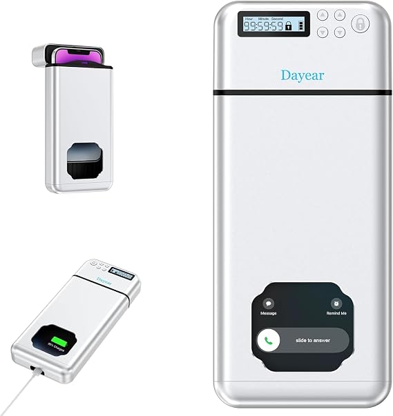 Phone Lock Box, Safe Timed Lock Box for iPhone/Android, phone prison with Timer, Phone Jail Help Kids/Adults Self-Control/Silver