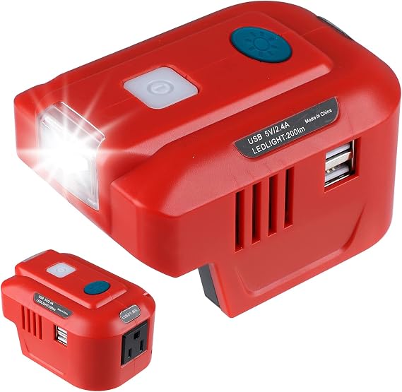 EID DC to AC 110V Power Inverter Adapter for Craftsman V20 20V Power Tool Battery, 150W Rated Output with AC Outlet, Dual USB Ports & LED Work Light, Power Tool Conversion Accessory