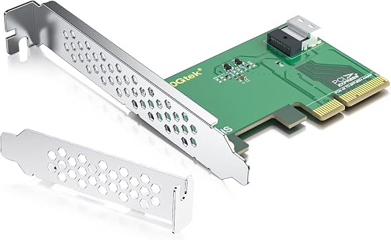 10Gtek PCIe 4.0 x4 to SFF-8654 Adapter Card for U.2 NVMe SSDs, SlimSAS 4i Interface