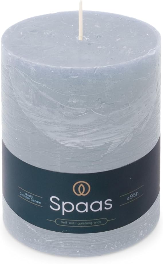 Spaas Rustic Pillar Candle 100/130 mm 95h, Light Blue [Energy Class A+]