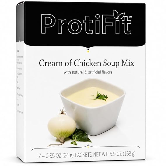 PROTIFIT - High Protein Soup Mix, 15g Protein, Low Calorie, Low Sugar, Low Fat, Low Carb, Ideal Protein Compatible, 7 Servings Per Box (1 Pack, Cream of Chicken)