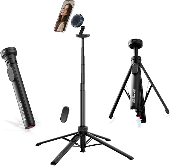 ULANZI MT85 60" Magnetic Phone Tripod for iPhone 17, Auto Open Selfie Stick