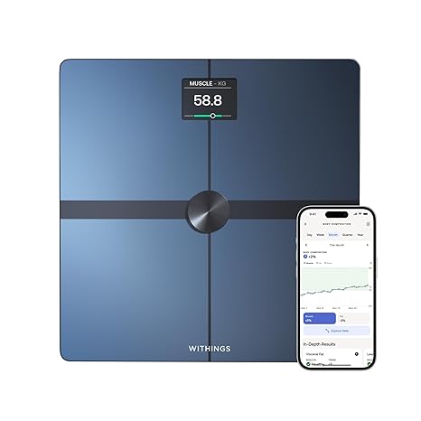 WITHINGS Body Smart - Digital Smart Scale for Body Weight, Weight Scale for Visceral Fat, Mucle & Fat Mass Heart Rate, Android & iOS comaptible