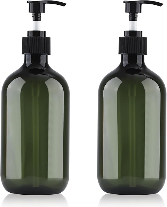 Soap Dispenser with Pump, 2 Pack Empty Refillable Pump Bottle Dispensers 500ml Bathroom Liquid Hand Dish Soap Dispenser Bottles Containers Plastic Pumps Bottle Dispensers for Bathroom Kitchen (Grün)