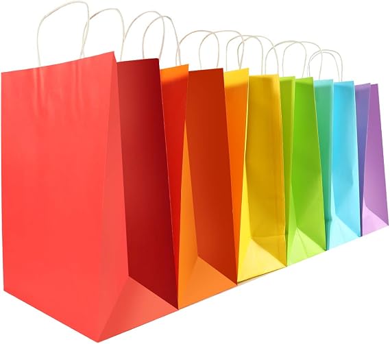 24 Pieces Large Paper Party Favor Gift Bags (13" x 10" x 4.5") with Handle Assorted Colors