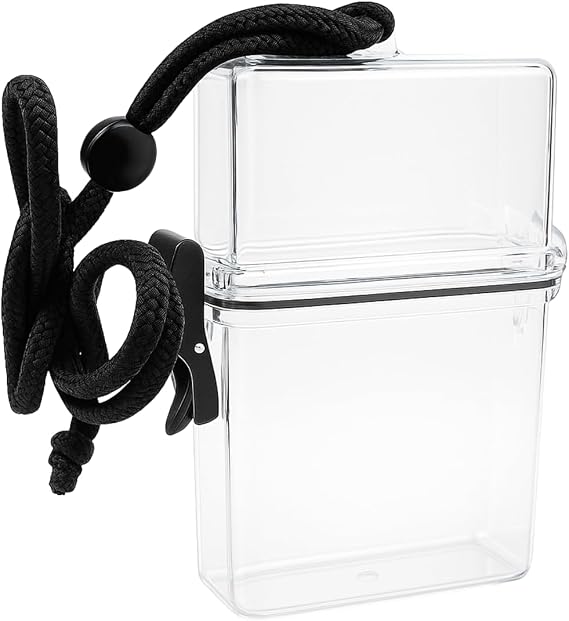 BIN BUDDY 4.25" (10.8 cm) Traveler's Water-Resistant Box | Secure Storage for Cell Phone, Cash & More | Neck Lanyard Included | Outdoor & Travel Essential