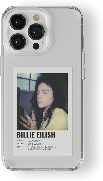 Multitronic iPhone 14 Pro Uyumlu Billie Eilish Minimalist Poster Tasarım Baskılı Şeffaf Kılıf
