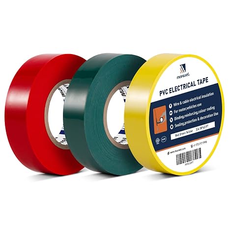 Colored Electrical Tape 3 Rolls Professional PVC Electric Tape Multicolor