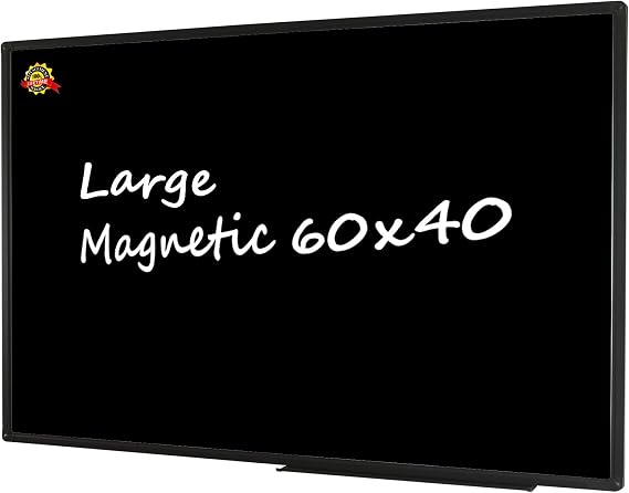 Lockways Magnetic Chalkboard 60 x 40 Inches, Large Blackboard Wall Decor | Aluminum Frame Hanging Chalk Board for Restaurant Menu, School, Office and Home