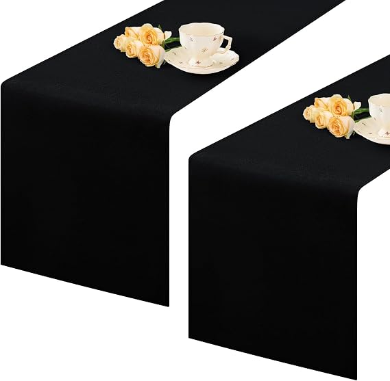 2 Pack Black Small Short Table Runner Coffee Table Runner