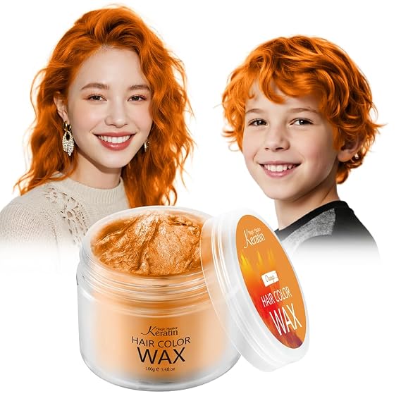 Temporary Hair Color Wax,Hair Color Dye for Color Treated Hair Natural Styling Instant Kids Mud Cream Gel Girl Gifts,Party,Cosplay, Child 3.4 Fl Oz (Orange)