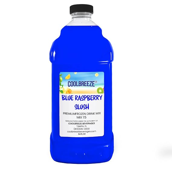 Coolbreeze Blue Raspberry Slush Frozen Drink Mix - Ready to Use Slushy Flavor Syrup for Daiquiri Slushie Snowcone Machine Mix