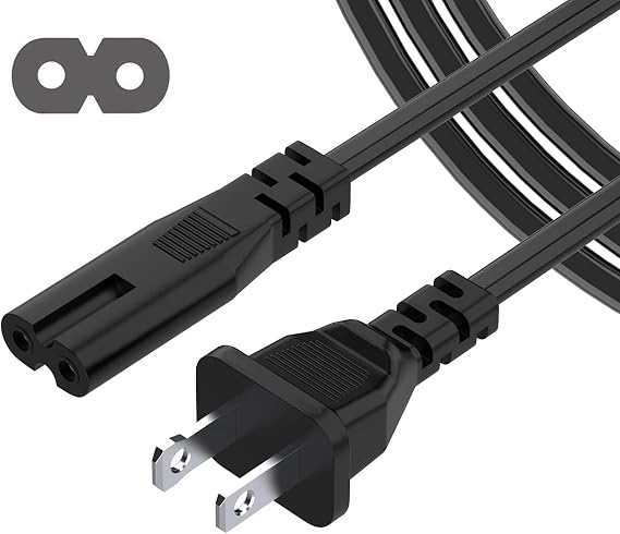 AC 2 Prong Cord 6ft Compatible with Sony Asus Acer Toshiba Laptop Charger Samsung LG TCL LED LCD TV Monitor Mini Fridge PS3 PS4 PS5 Slim PlayStation Speaker Input Plug Replacement Power Cable