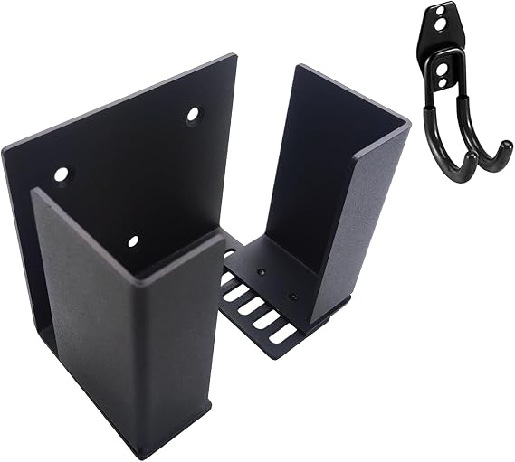 EV Charger Holder with Cable Hook Adjustable for Different Size Control Box | Heavy Duty Metal Wall Mount Bracket with Cable Hook for J1772 EV Mobile Charger & Telsa Charger, Enduring Charging Box Holder