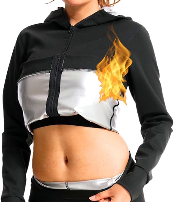 Sauna Jacket Top Weight Loss Sweat Suit Shirt Workout Exercise Women Girls