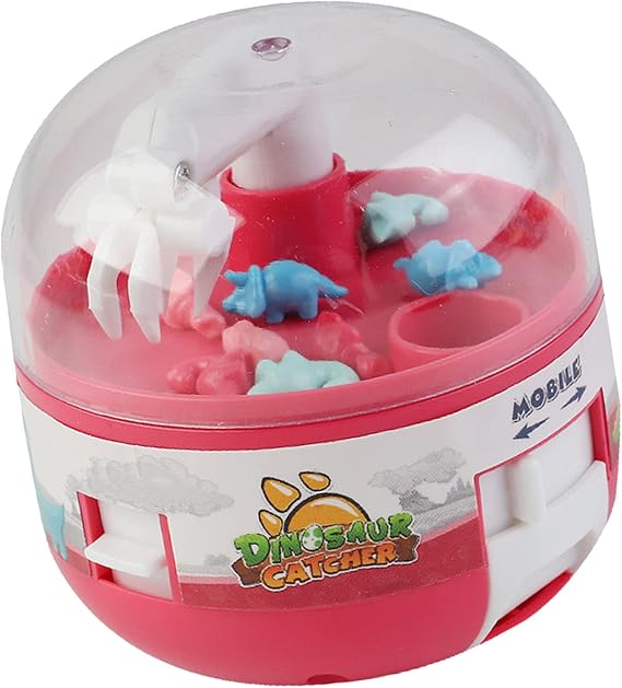 Kids Mini Doll Grabber Machine Adjustment Improve Electric Dinosaur Grabber Game Toy (Red)