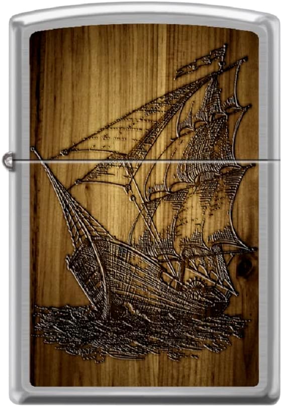 Zippo Lighter - Personalized Message Engraved on Backside Nautical Symbol Windproof Lighter (Nautical Ship #Z6026)