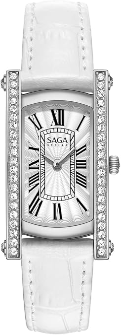 SAGA Classic Square Womens Dress Watch, with Danube Crystals, Japanese Quartz Movement, 30M Waterproof