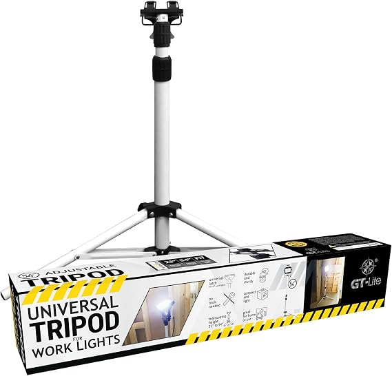 Tripod for LED Work Lights, Telescoping Column Adjusts from 23" to 54", with Universal Fast Latch Fits Most Work Lights (Tripod Only)