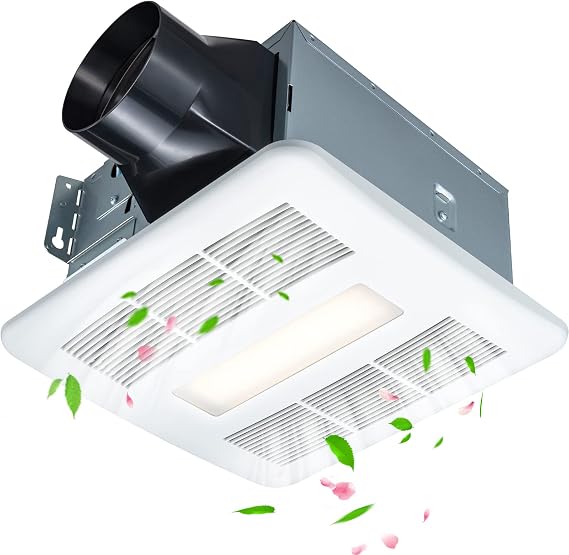Bathroom Exhaust Fan with Light, Quiet Ventilation Fan, 100 CFM 0.7 Sones, Bath Ceiling Vent Fan with 11W LED Combo for Bathrooms Laundry Room Shower