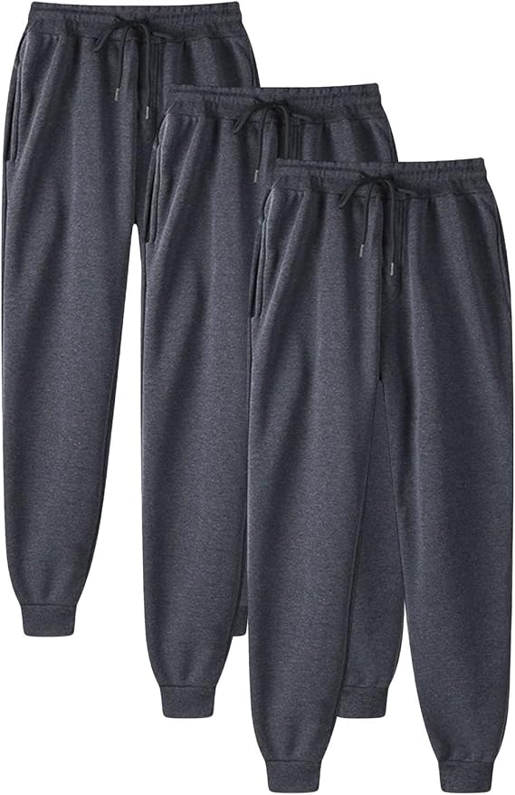 3 Pack Mens Athletic Sweatpants with Pockets,Workout Gym Joggers Pants for Men Running Jogging Pants