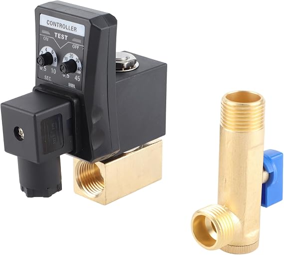 Automatic Drain Valve G1/2 DN15 Automatic Electronic Timed Drain Valve for Air Compressor Condensate Management (230V)