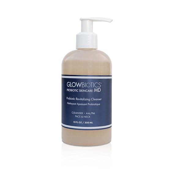 Glowbiotics Probiotic Revitalizing Cleanser - Anti-Aging Face Wash with Peptides - 10 oz - Hydrating Gel for Hormonal, Dry & Mature Skin