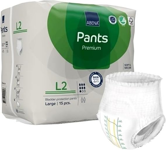 Abena Premium Pants L2 Disposable Underwear Pull On with Tear Away Seams Large, 1000021326, 45 Ct