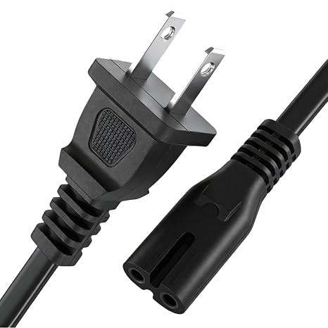 TPLTECH 8ft 2 Prong Power Cord for Xbox Series S/X, Xbox One S/X, PS5, PS4, Samsung TV, HP Printer