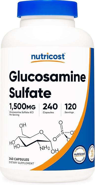 Nutricost Glucosamine Sulfate 1500mg, 240 Capsules, Gluten-Free, GMO-Free | 750mg Per Capsule