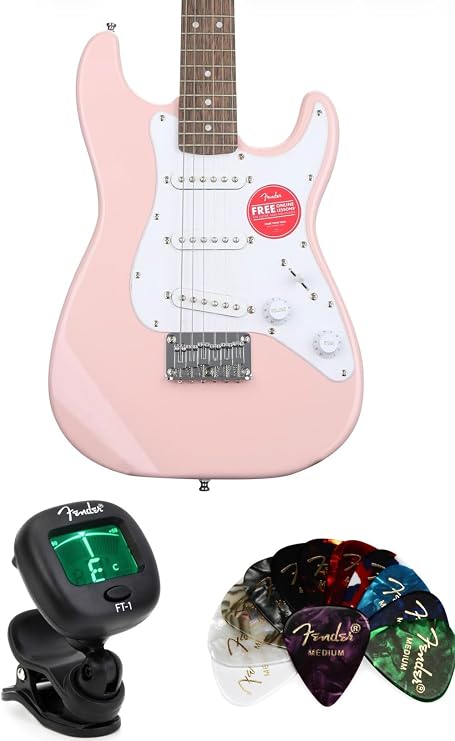 Squier Mini Strat Essentials Bundle - Shell Pink with Indian Laurel Fingerboard