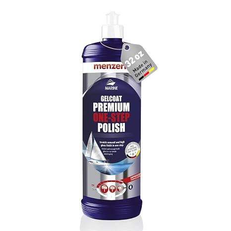menzerna "Premium One Step Gel Coat Polish" 32 oz | Marine Compound Removes Scratches and Creates a Glossy Finish | Boat Polish for Exceptional Shine | Heavy & Medium Cut + Finish All in One