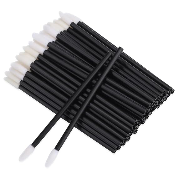 100 Pieces Disposable Lip Wands Lip Gloss Applicators Lipstick Lint Free Wands Makeup Applicator Lip Brushes Doe Foot Applicator