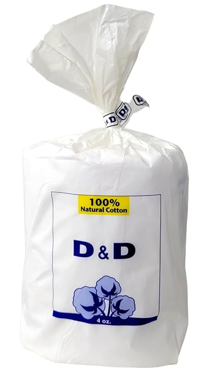 D & D Natural 100% Natural Cotton Roll Non-Sterile Absorbent 4 oz, Naturally hypoallergenic, biodegradable