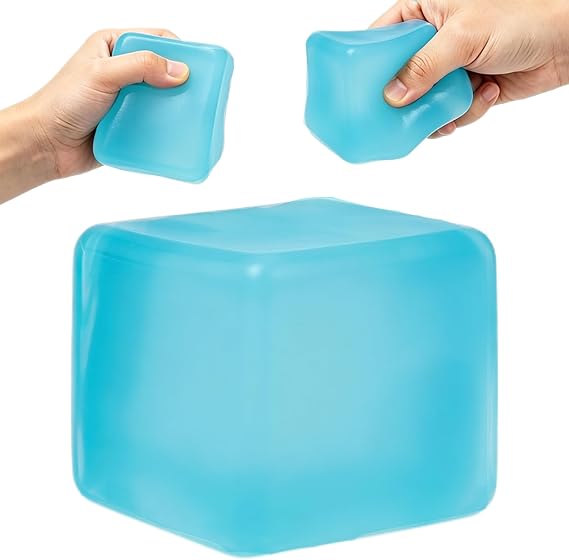 Squishy Stress Cube, Soft Fidget Cube Squeeze Toy, Anxiety Relief Squishy Fidget Toys for Kids Adults Daily Relaxation (1, Blue)
