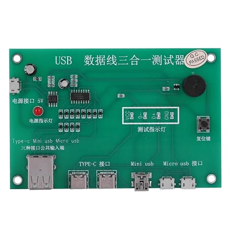 USB Cable Triad Tester, 3-in-1 Data Wire Test Fixture Type-C/Mini USB/Micro-USB USB Cable Triad Tester for Testing Research