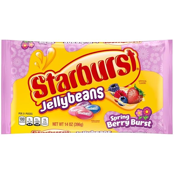 STARBURST Berry Burst Jellybean Easter Candy, Jelly Beans for Filling Eggs, Easter Basket Stuffers, 14 Ounce Bag