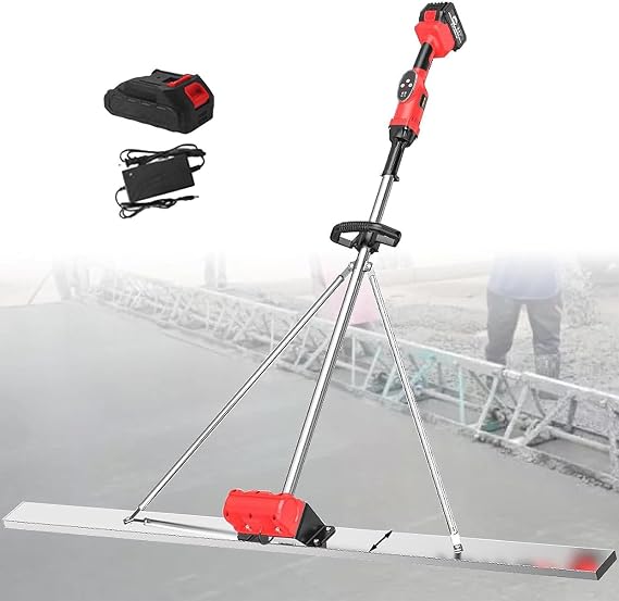 Electric Concrete Finishing Tool, Concrete Screed Vibratory Kit Concrete Finishing Tool Battery Powered Concrete Surface Leveling Tamper Ruler for Concrete Processing,1Battery-1.5M