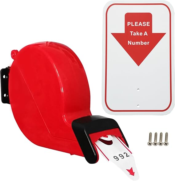 Take a Number Dispenser Ticket Dispenser with 1 Roll 3-Digit Ticket Roll and 1 Number Sign