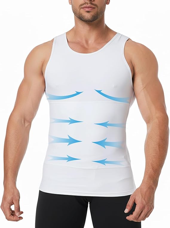 Compression Vest Men, Men's Gynecomastia Shapewear Vest - Slimming Undershirts for Chest Flattening & Tummy Control- Change in Seconds