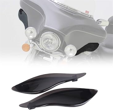 KIWI MASTER Adjustable Air Deflectors for 2014-2024 Harley Touring Electra/Street/Tri Glide Accessories Side Wings Windshield Fairing Side Cover Shield, Dark Smoke, Pair