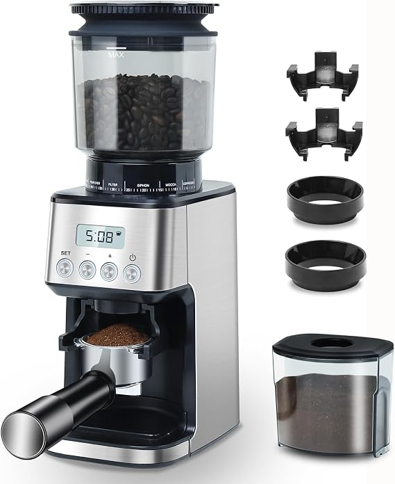 Homtone Conical Burr Coffee Grinder Electric for Portafilter, 51 Precise Grind Settings Bean Coffee Grinder for Espresso/Drip/Pour Over/French Press, Anti-Static, 12 Cup