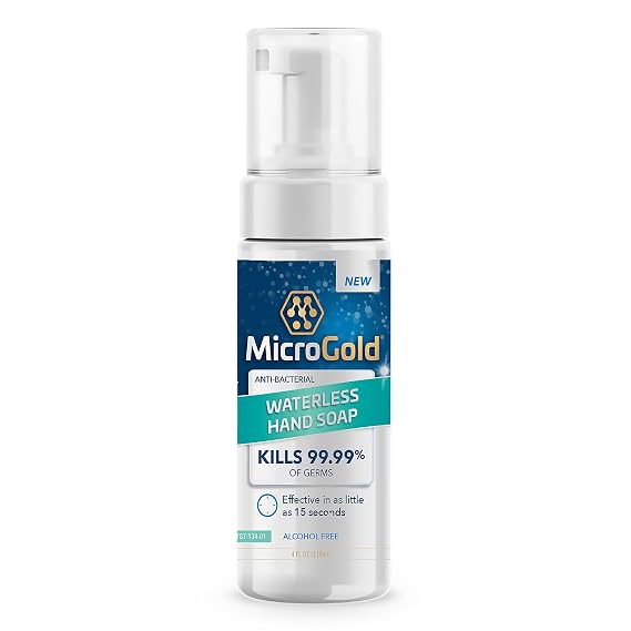 MicroGold Alcohol Free Hand Sanitizer and Waterless Foaming Antibacterial Soap Kills 99.9% of Germs, Made in the USA, 4 Fl Oz (Pack of 1)