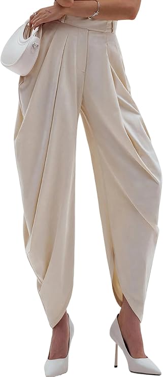 Unybwonn Women Dress Slacks Pants Casual Baggy Pleated Business Work Pants Wide Leg High Waisted Palazzo Pants Trousers
