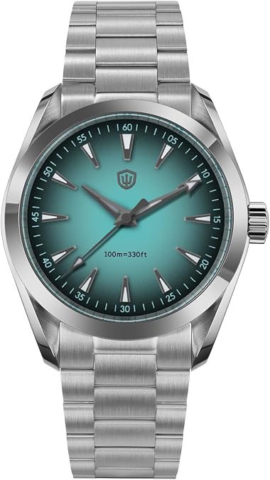 watchdives VH31 Quartz Watch, WD0006 Stainless Steel Wristwatch 38mm Domed Sapphire Crystal Luxury Watches Sweep Wrist Watch for Men 100M Waterproof