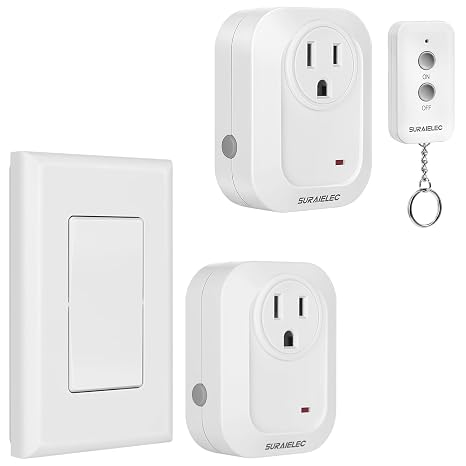 SURAIELEC Wireless Wall Switch and Hand Hold Remote Control Outlet