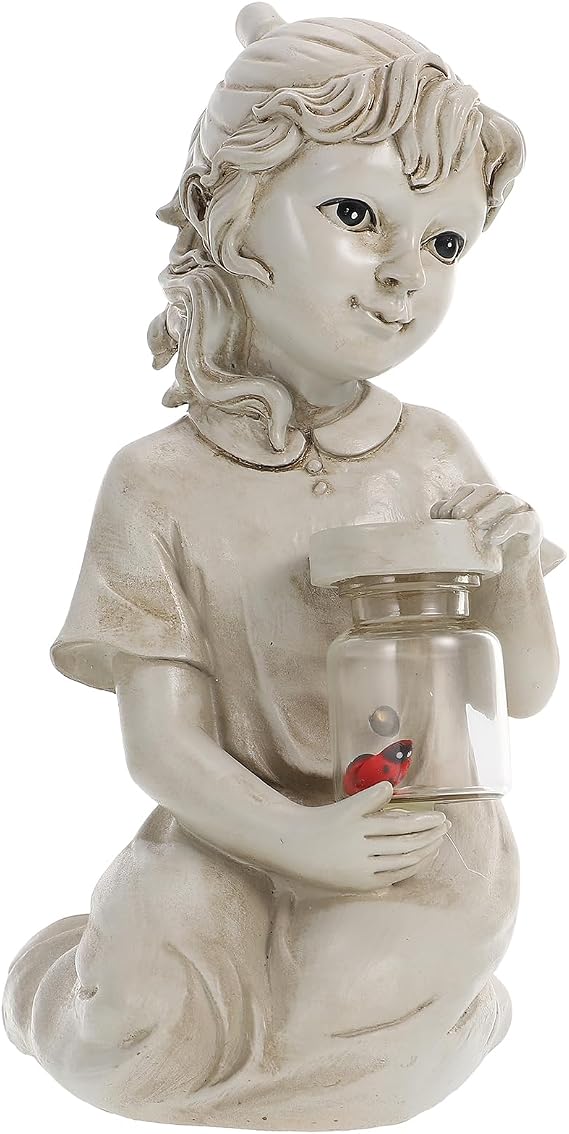 Solar Lawn Light Human Doll Statue Outdoor Garden Decorative Light Solar Lamp Sculpture for Yard Landscape Lighting 3.74X3.34X7.48 Inches