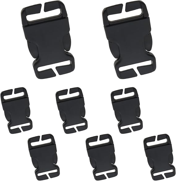 8PCS Notched Quick Release Buckle 20mm Plastic Repair Kit No Sew Backpack Bag Luggage Shoulder Bag Buckle Black