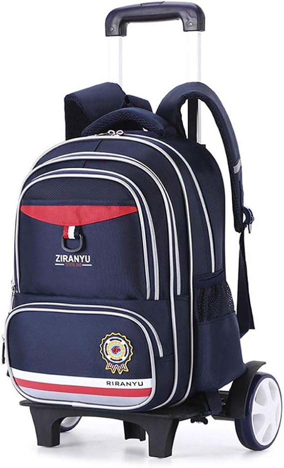 Wheel Kids Trolley Backpack Breathable Waterproof Reflective Strip School Bag Reduce Burden Climbing Backpack Stairs,B