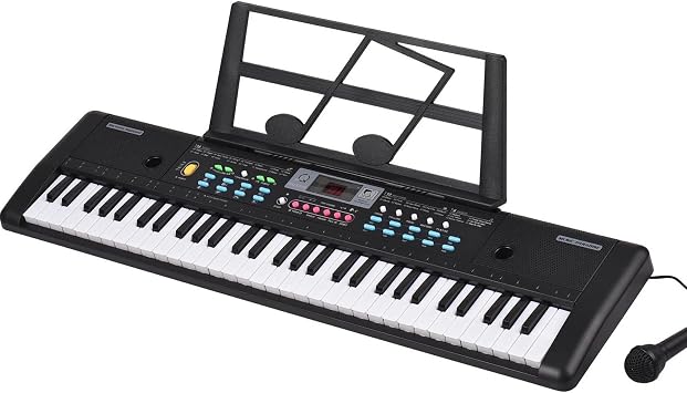 Professional Electronic Keyboard 61 Keys USB Electronic Organ With Microphone Black Digital Music Electronic Keyboard Display With 16 Tones 10 Rhythms